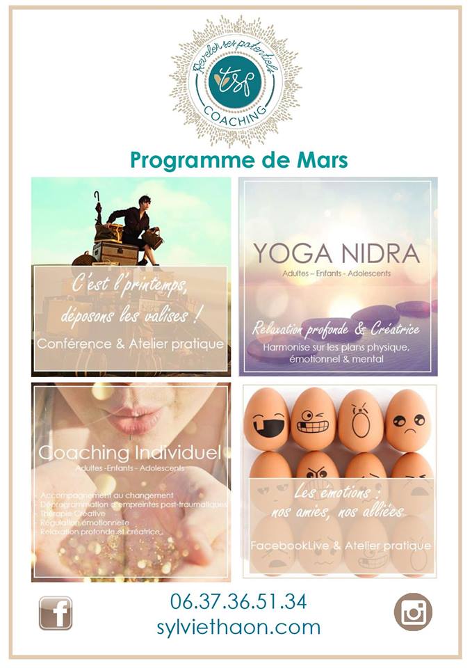 programme mars tsp coaching developpement personnel art thérapie relaxation atelier conférence séance consultation escale de sante happyness ylvie thaon fréjus saint raphaël var skype en ligne