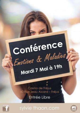 Affiche conférence - Emotions et maladies sylvie thaon thérapie psychothérapie artthérapie gtsconcept fréjus saint raphaël var