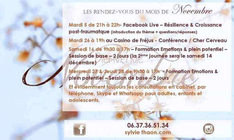 Facebook live conference formation emotion croissance post traumatique resilience coach de vie coaching therapie breve emdr sophrologue hypnotherapeute developpement personnel sylvie thaon frejus draguignan var cannes alpes maritimes 